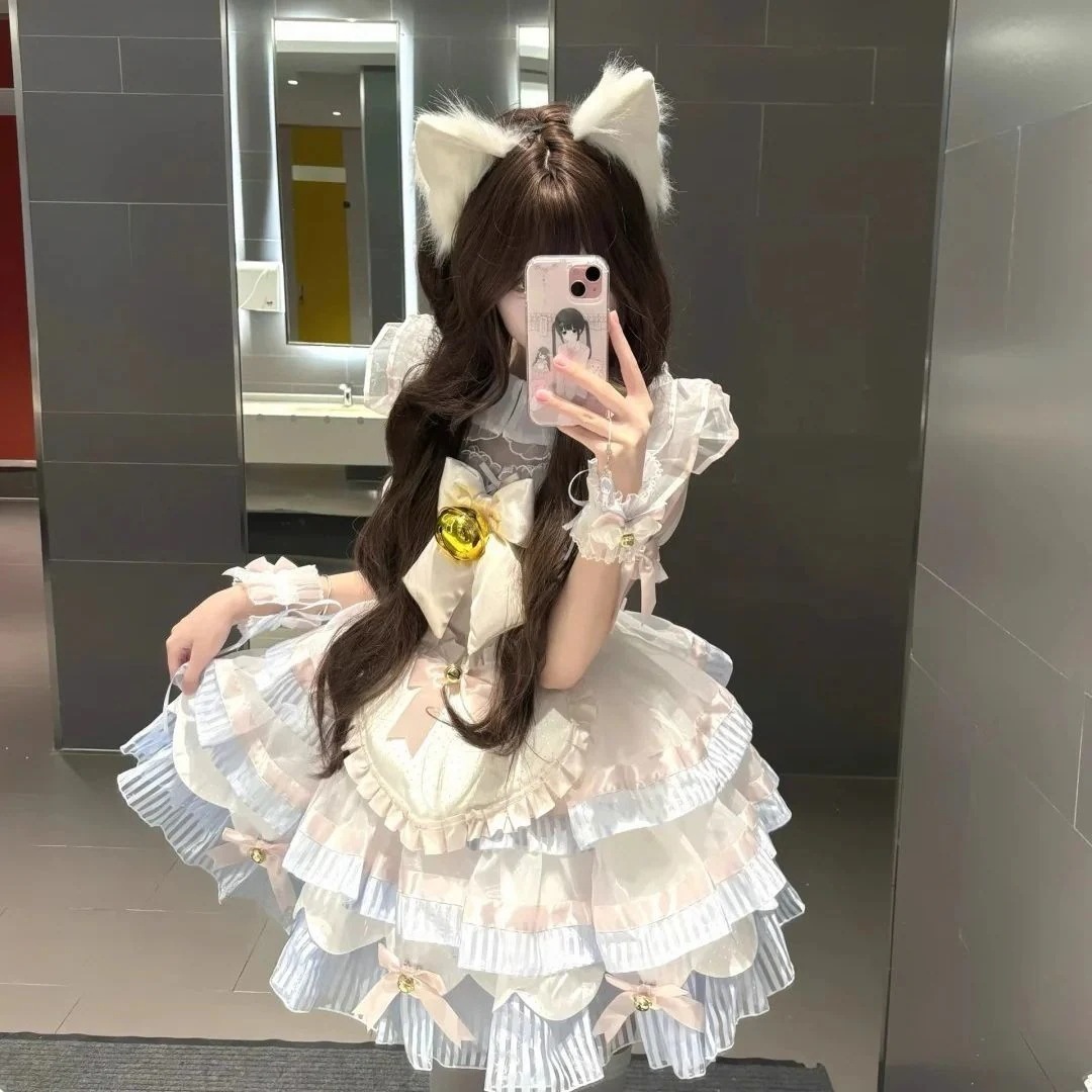 キュートシュークリームデザインロリータメイド洋装 レディースワンピース コスプレ