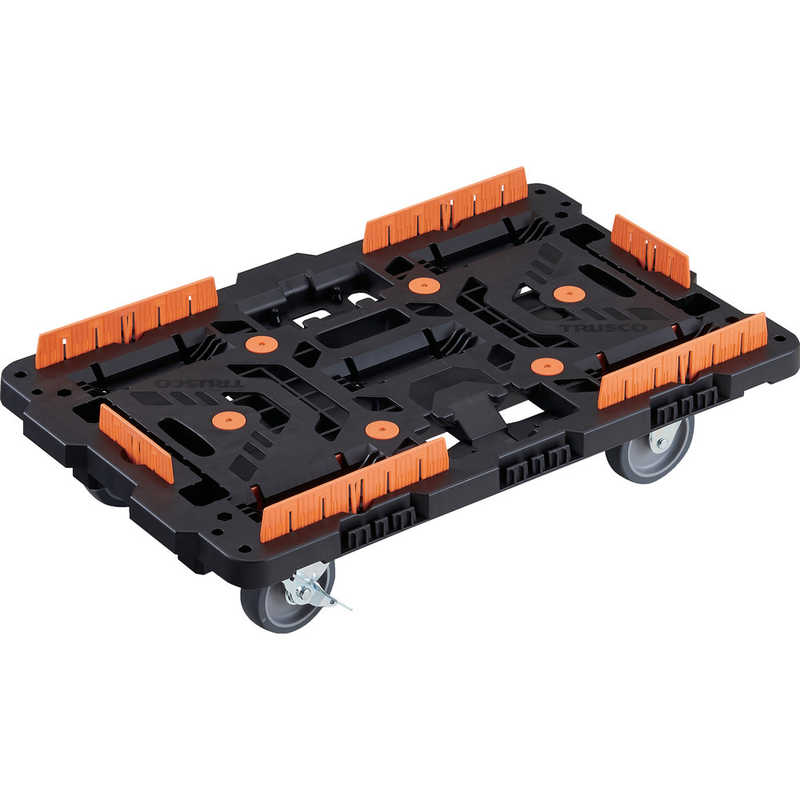 トラスコ中山　TRUSCO連結式樹脂製平台車ビートル700X450自在3輪内2輪ストッパー付柵付 　BT700KJ3S2E100