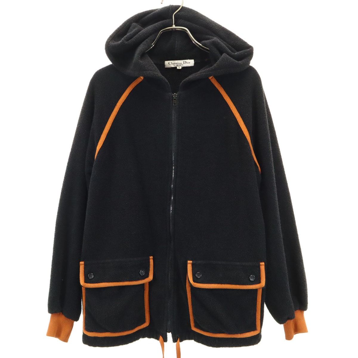 Christian Dior SPORTS クリスチャンディオールスポーツ 90s オールド 長袖 パイル ジップパーカー M ブラック レディース 古着