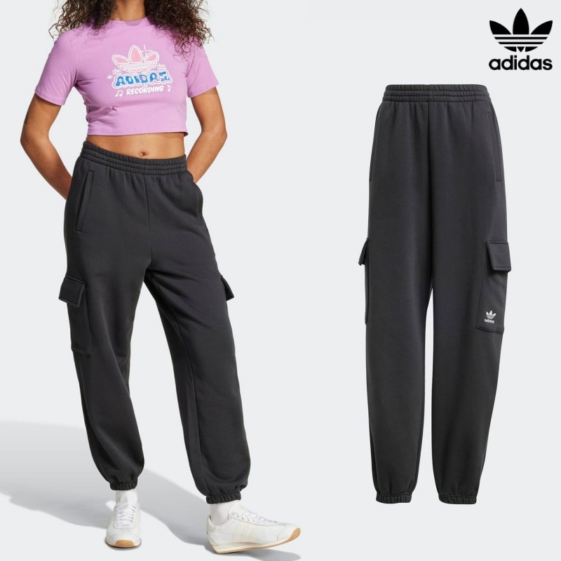 [ADIDAS] アディダス フリース カーゴ パンツ / BLACK