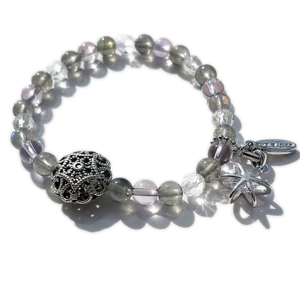 天然石 アメジスト ラブラドライト レディ―ス パワーストーンブレスレット 2月誕生石 贈り物
