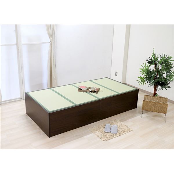 ベッド 寝具 約幅100cm ボックス/ハイ シングル ダークブラウン 日本製 通気性 薄型 畳付き ヘッドレス 畳ベッド桔梗 組立式 51,011円