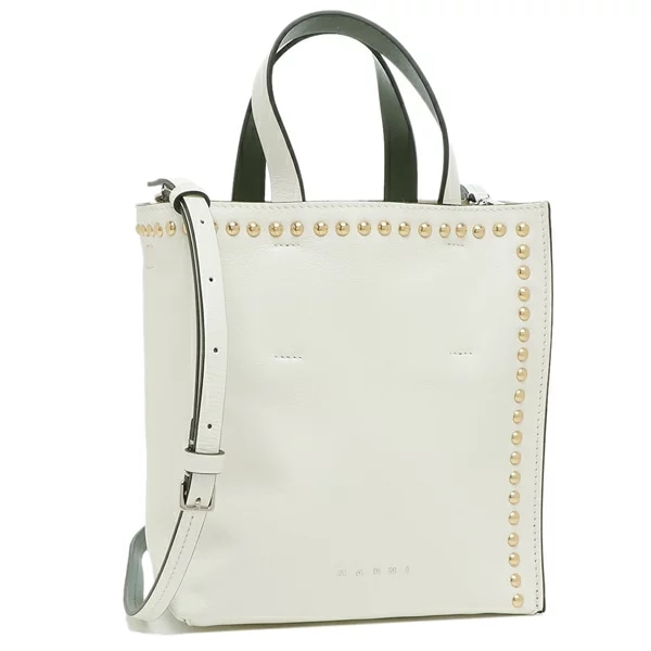 トートバッグ ショルダーバッグ ミュゼオ 2WAY ホワイト グリーン メンズ レディース SHMP0040LP P2644 Z597N