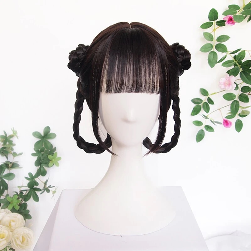 中国の伝統的なスタイルのロリータウィッグ漢服古代の衣装かわいい女の子カスタムウィッグ