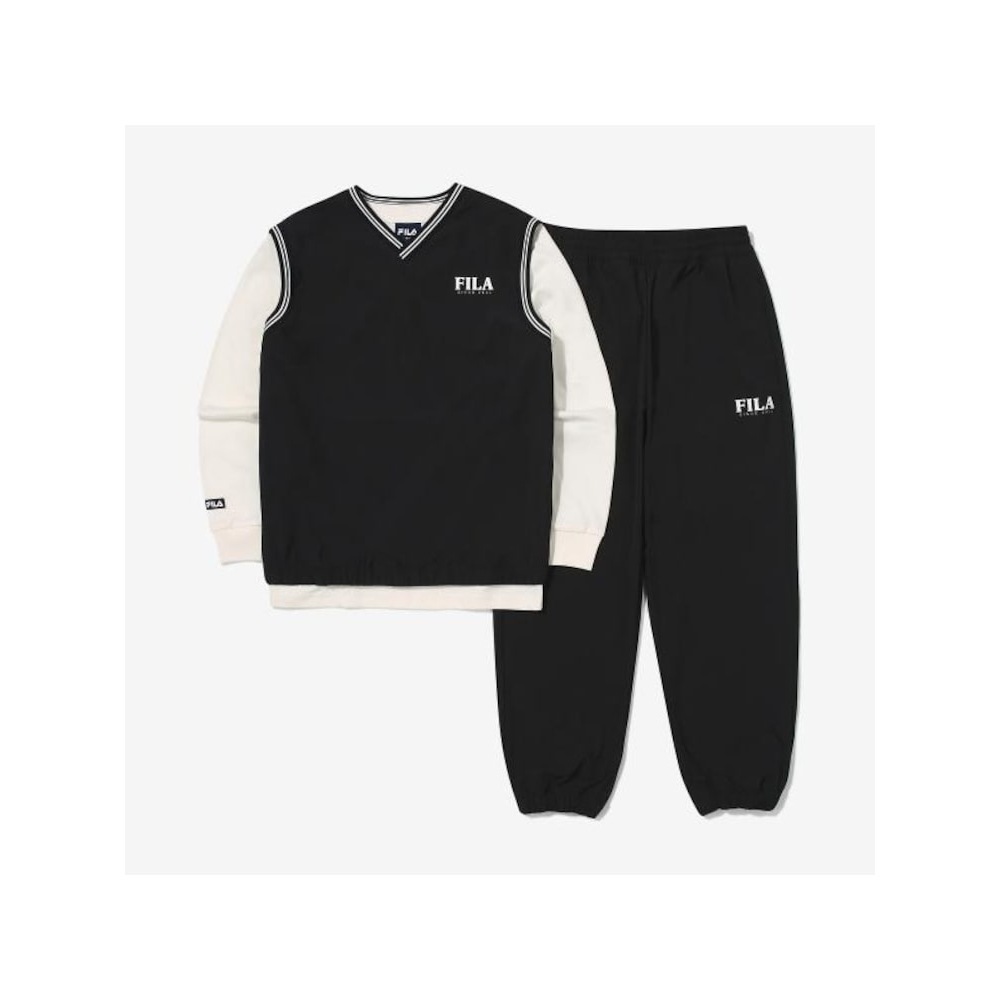 [FILA KIDS] ウーブンベストトップ&ボトム3点セット (FK2FSG3101X_BLK) Q0ZFK2FSG3101XBLK