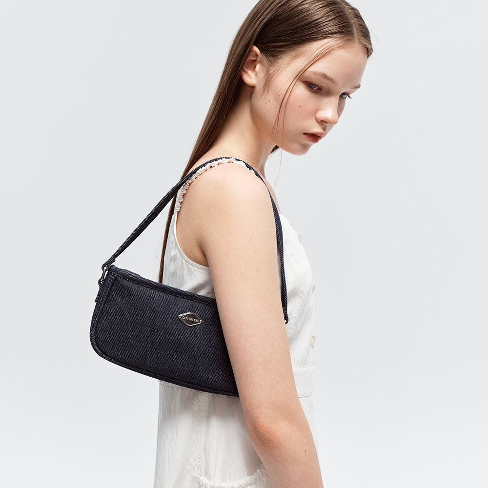 シティブリーズシティデニムミニフラットショルダー_ダークブルー