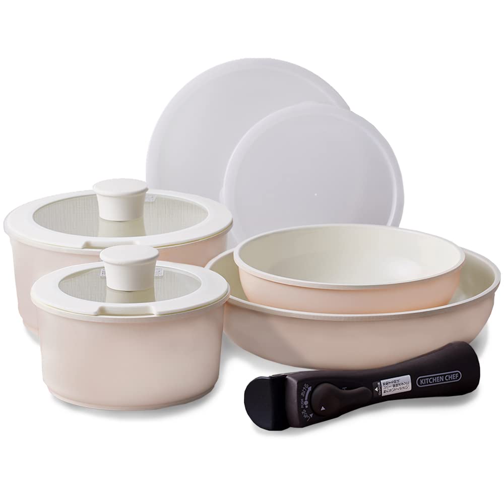 アイリスオーヤマ セラミックカラーパン 取っ手の取れるフライパン 9点セット サッと火が通る熱伝導性フライパンセット 時短でふっくらジューシーな焼き上がり するんっが続く快適な使い心地 調理後はそのま