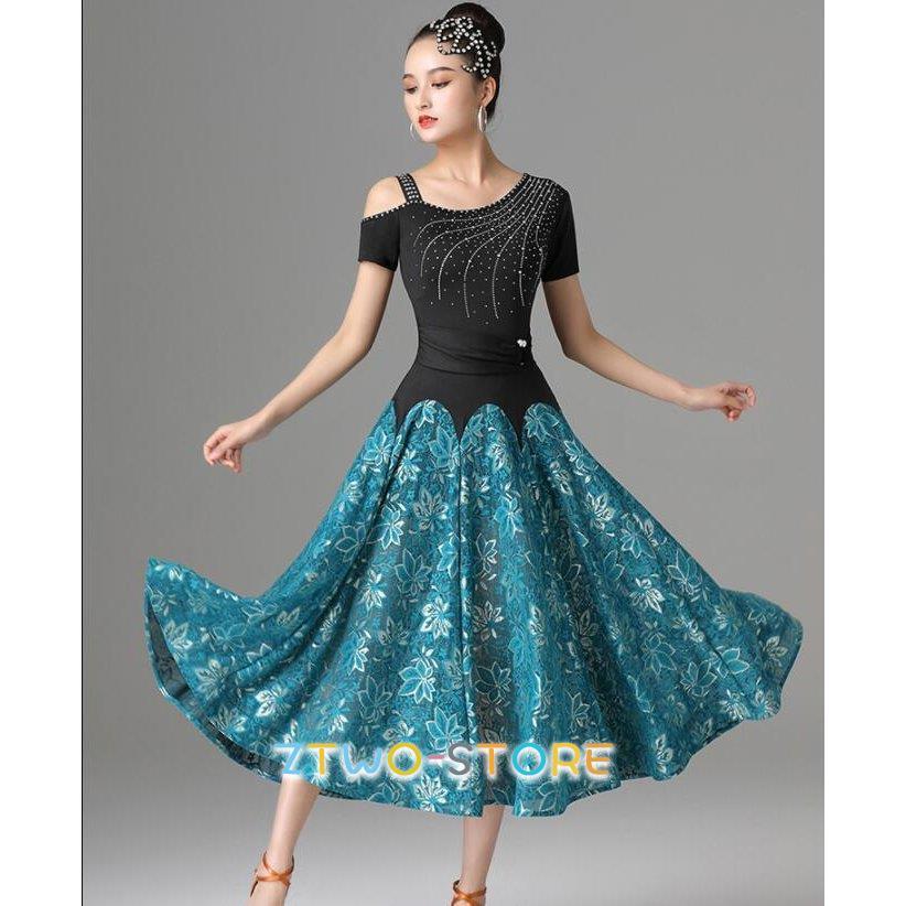 練習着 社交ダンス ドレス ワンピース 大きい裾 モダン ラテン ダンス 衣装 ダンス衣装 ワンピース タンゴ 衣装 ドレス 社交ダンス