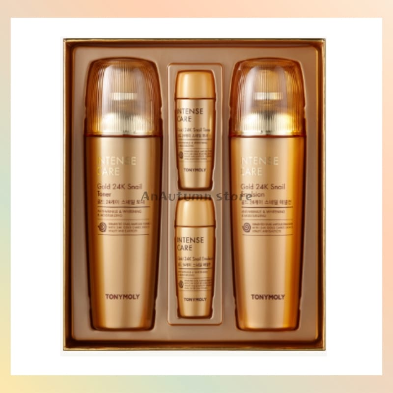 [正規品]インテンスケアゴールド24K スネイルスキンケア2点セット(トナー140ml+エマルジョン140ml+サンプル2種)/韓国コスメ