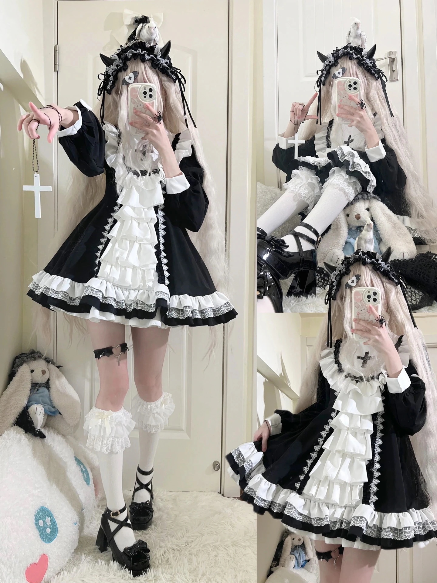 [コスプレ] 黒と白のゴシック修道女スタイルロリータスカートドレスかわいい