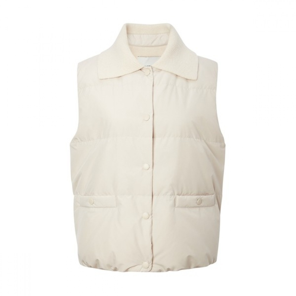 (ヘッジズレディース) 24FW ニットカラーショートウェイトグースダウンベストライトベージュ HSJU4D905I1