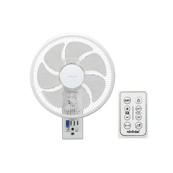 扇風機 ACモーター 人感センサー付 壁掛け リモコン扇風機 工事不要 FW-S3024-W