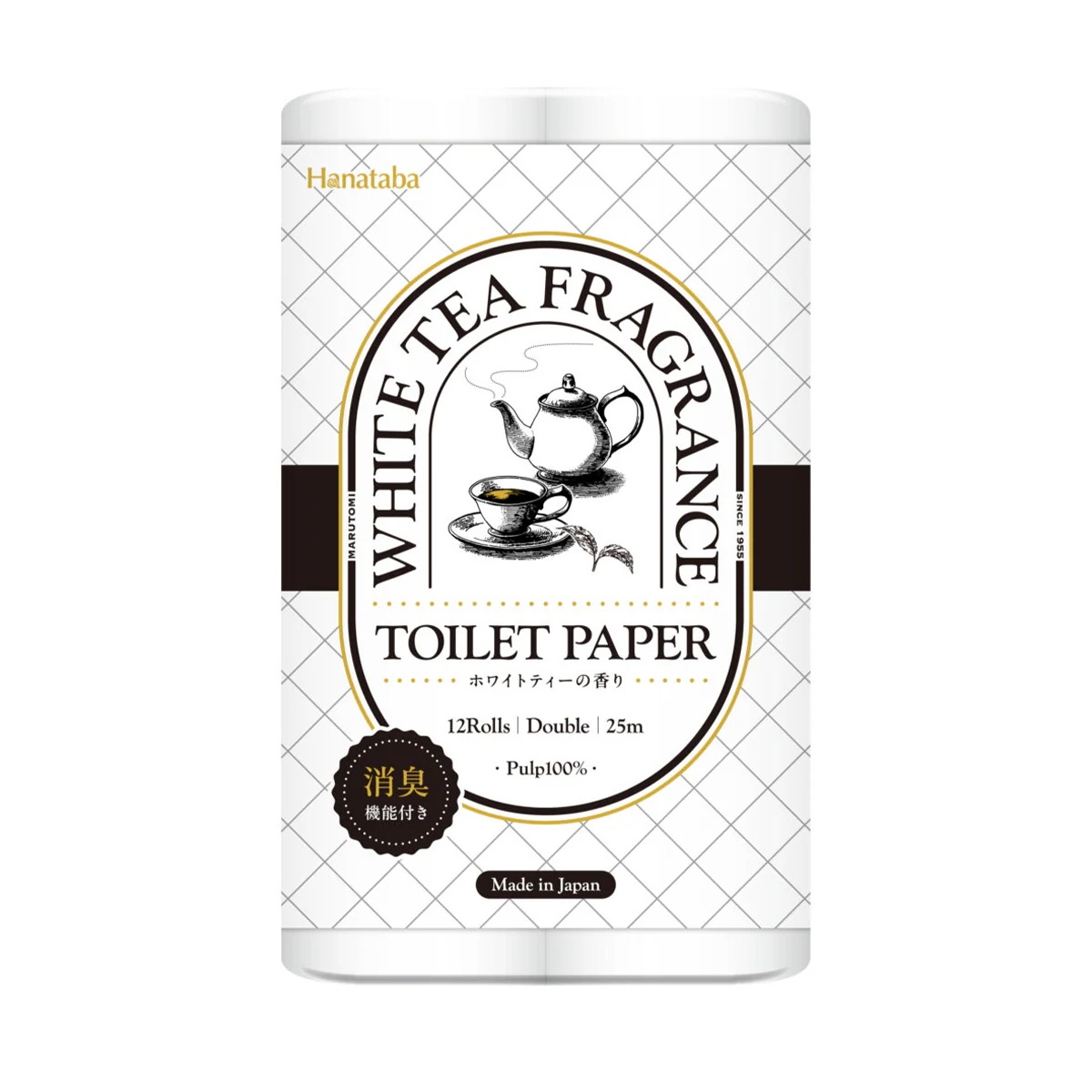 トイレットペーパー 丸富製紙 Hanataba 消臭機能 パルプ100% ダブル25m ホワイトティーの香り 12ロール入り X8パック 5,717円