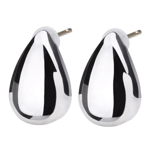 LOKUMI ピアス 18金 K18ポスト K18 金属アレルギー対応 ドロップ レディース シンプル 18K 小さい 小ぶり しずく 雫 クラフト 人気 ギフト プレゼント (シルバー)