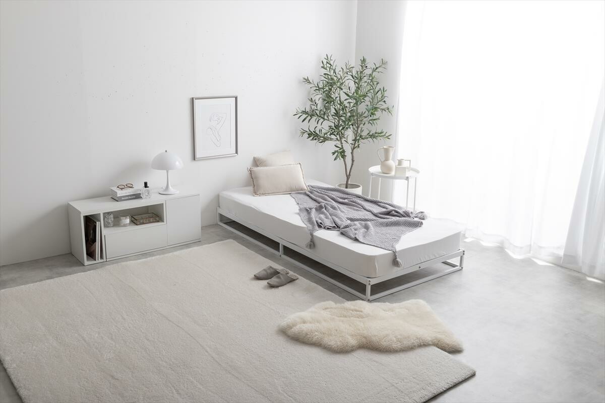 ベッド シングル ポケットコイルマットレス付き おしゃれ 北欧モダン ベット ロータイプ スノコ ミニマルデザイン すのこ