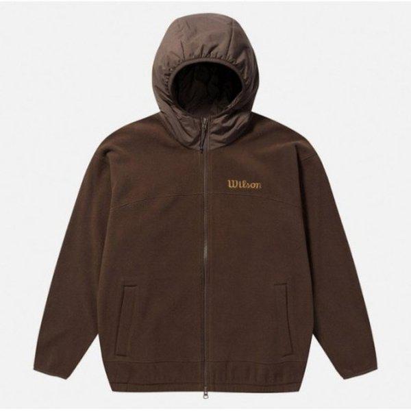 フードジップアップ JQS W244001LFJO3-DBR 男性 W フリース フルジップ ジャケット