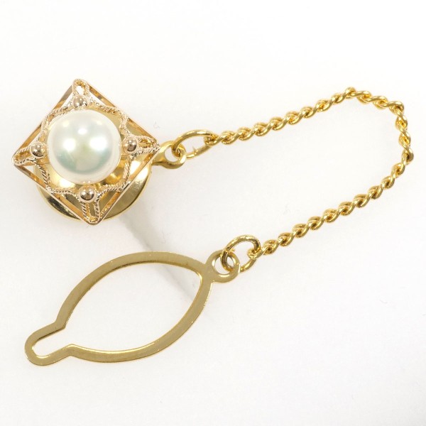 K18 18金 YG イエローゴールド 合金 ピンブローチ パール (真珠) ジュエリー 中古