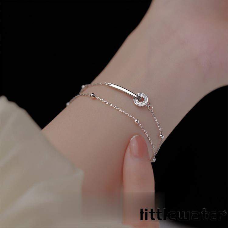 2連ブレスレット レディース バー 鍵 ボール チェーン シルバー オシャレ カジュアル 上品 女性 10代20代30代40代50代 誕生日プレゼント 母の日ギフト