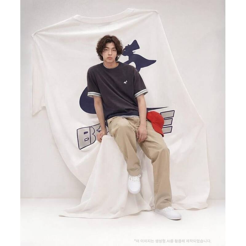 BEANPOLE MEN PAPER PRESS x ロゴバックプリントTシャツ アッシュ BC6342K014 363514