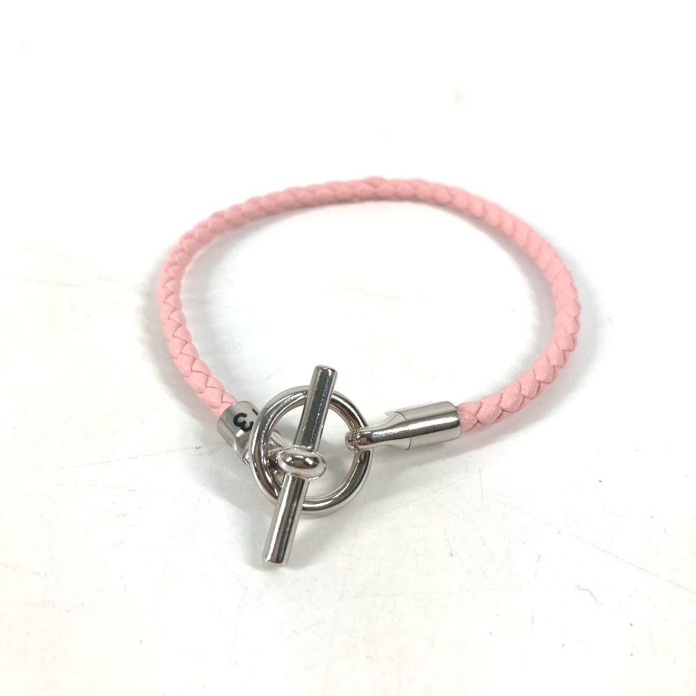 ブレスレット グレナン 編み込み バングル アクセサリー レザー ピンク