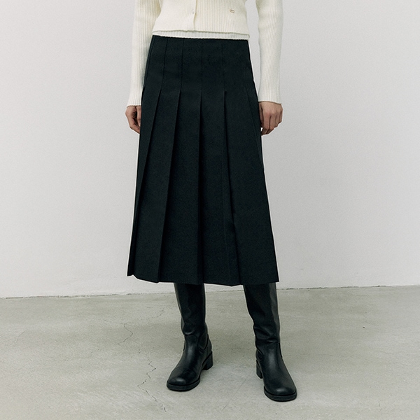 PLEATS LONG SKIRT BLACK