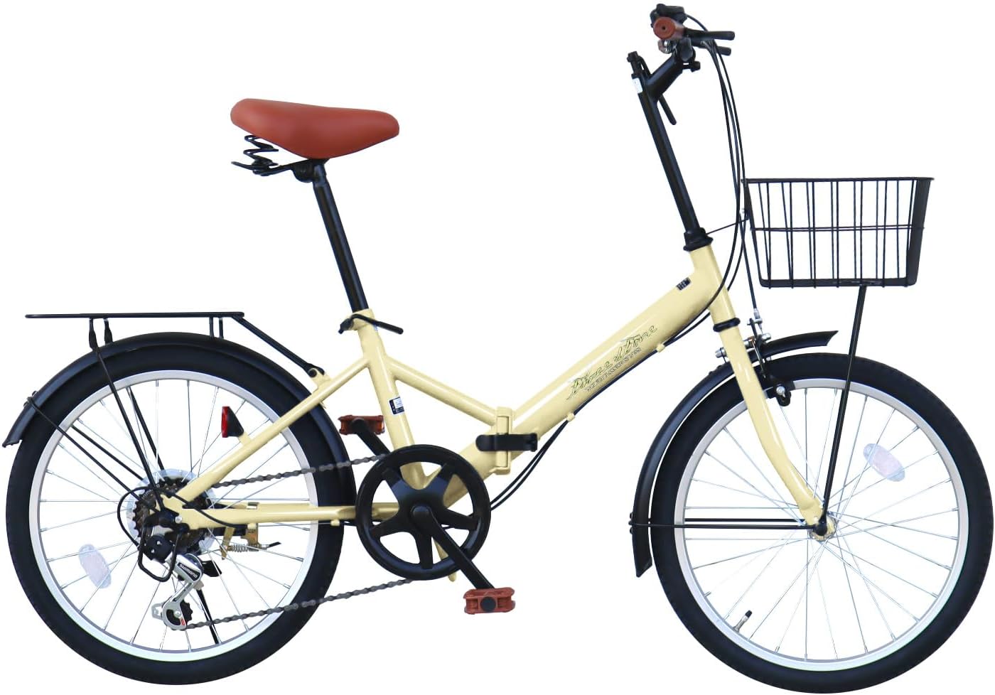 折りたたみ自転車 自転車 20インチ AJ-08C 荷台付き シマノ6段ギア カゴ ライト ワイヤーロック錠 プレゼント 通勤 通学 街乗り