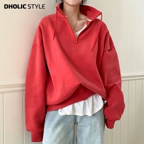 [メガ割りSALE]裏起毛ハイネックジップルーズスウェット・p479714