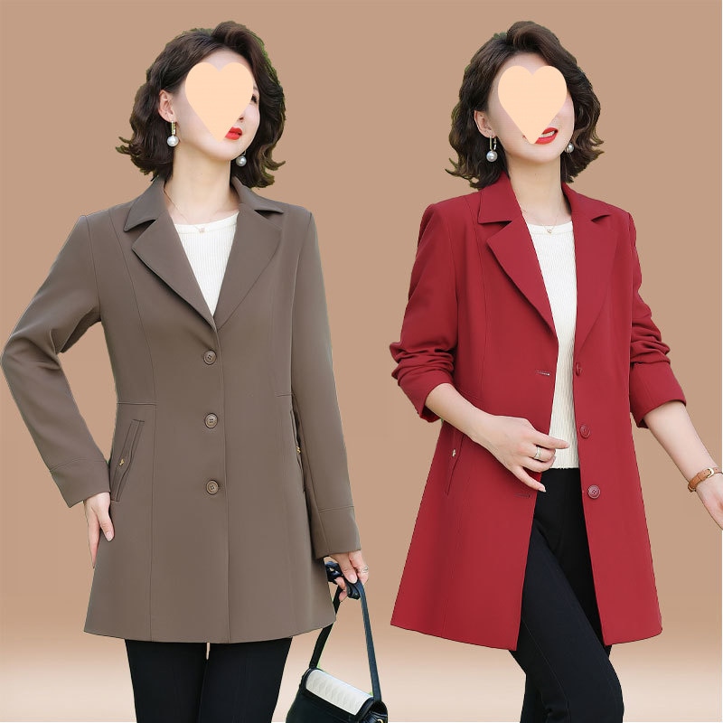 ママの秋のウインドブレーカージャケット中年女性のファッショナブルで高貴な2025年の新しい中高年春と秋のミドル丈トップス