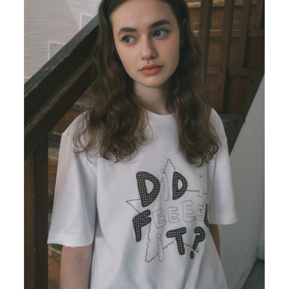 CODEGRAPHY チェックパッチワーク Teeシャツ DIDI FEEL IT 半袖_ホワイト