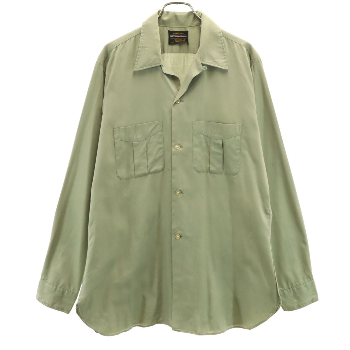 ARROW アロー 70s ヴィンテージ 長袖 オープンカラー ミリタリーシャツ 15-151/2 カーキ メンズ 古着 6,760円