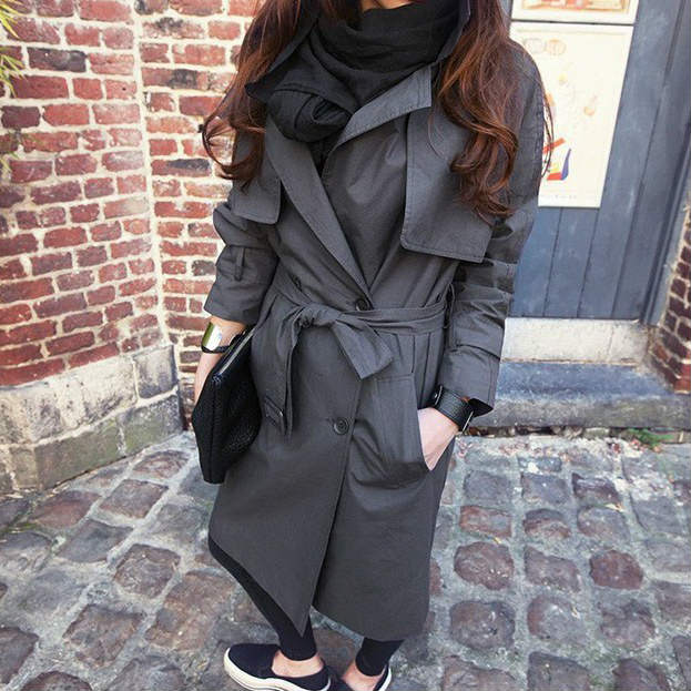 レディース トレンチコート ロングコート 長袖 アウター カジュアル フォーマル 長袖 大人 可愛い きれいめ エレガント おしゃれ お出かけ お呼ばれ デイリー オフィス グレー S M L XL