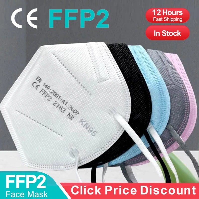 納期21日:Ffp2-フィルター付きKn95保護マスク,5層,防塵