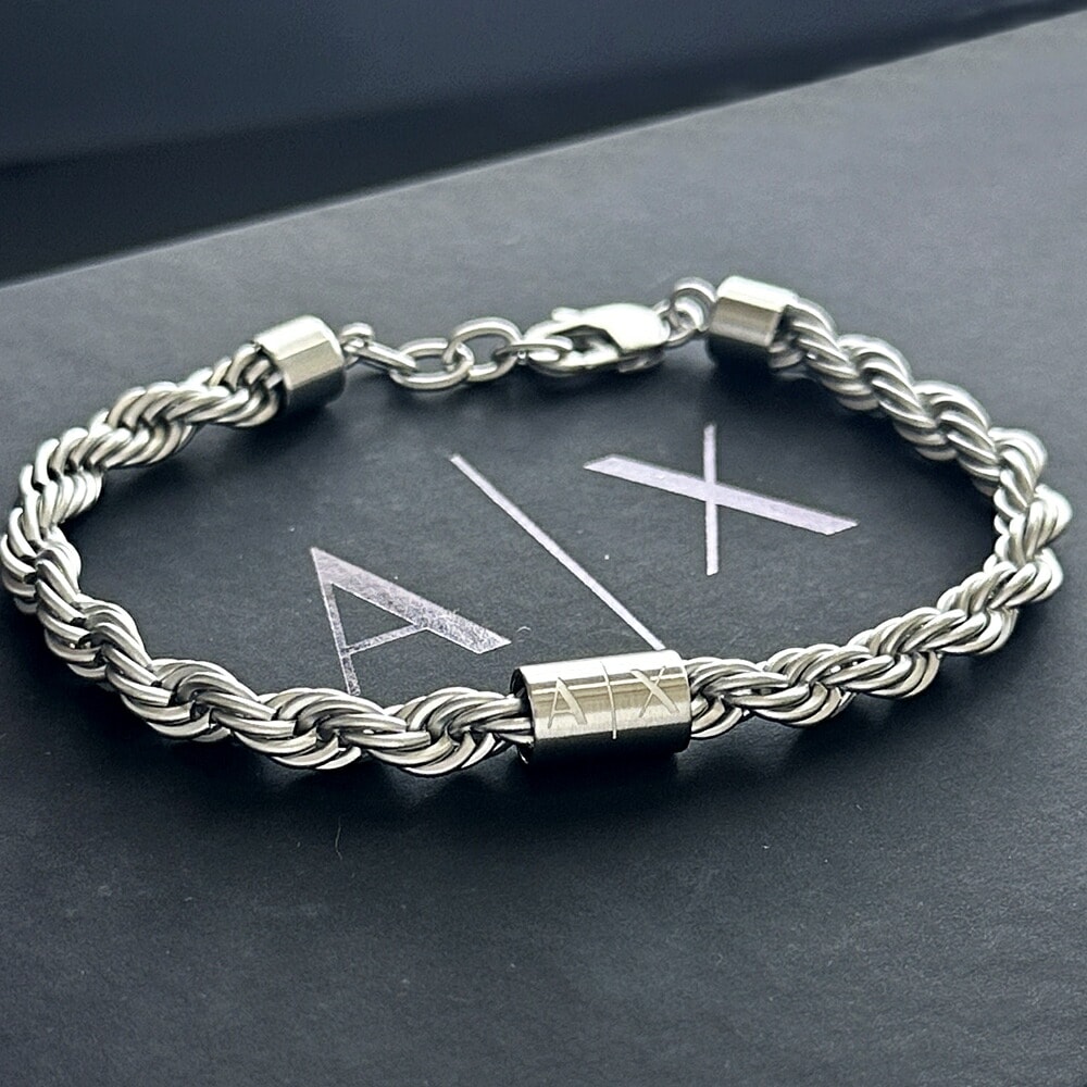 Armani Exchange ブレスレット シルバー ステンレス A|X アルマーニ エクスチェンジ】ステンレススチール チェーン