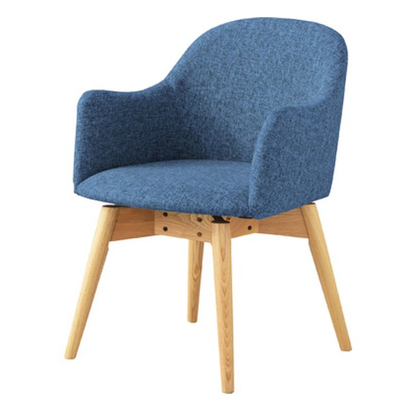 カラメリ 回転式チェア ブルー 幅50×奥行き55×高さ73×座面高43cm KRM-020BL