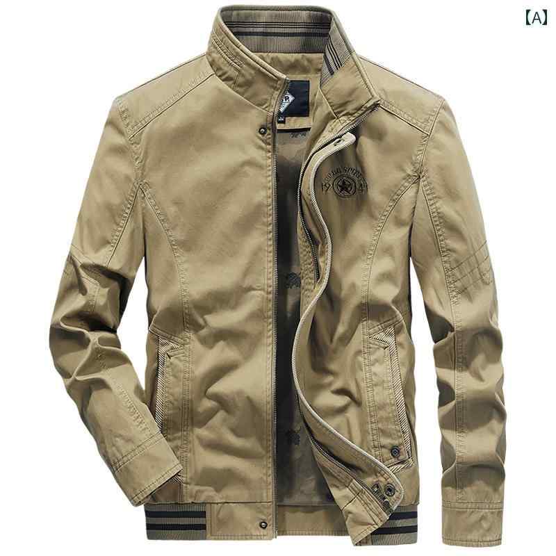 メンズ ファッション 春秋 スタンドカラー ジャケット 綿 大きいサイズ カジュアル トップス ワークジャケット