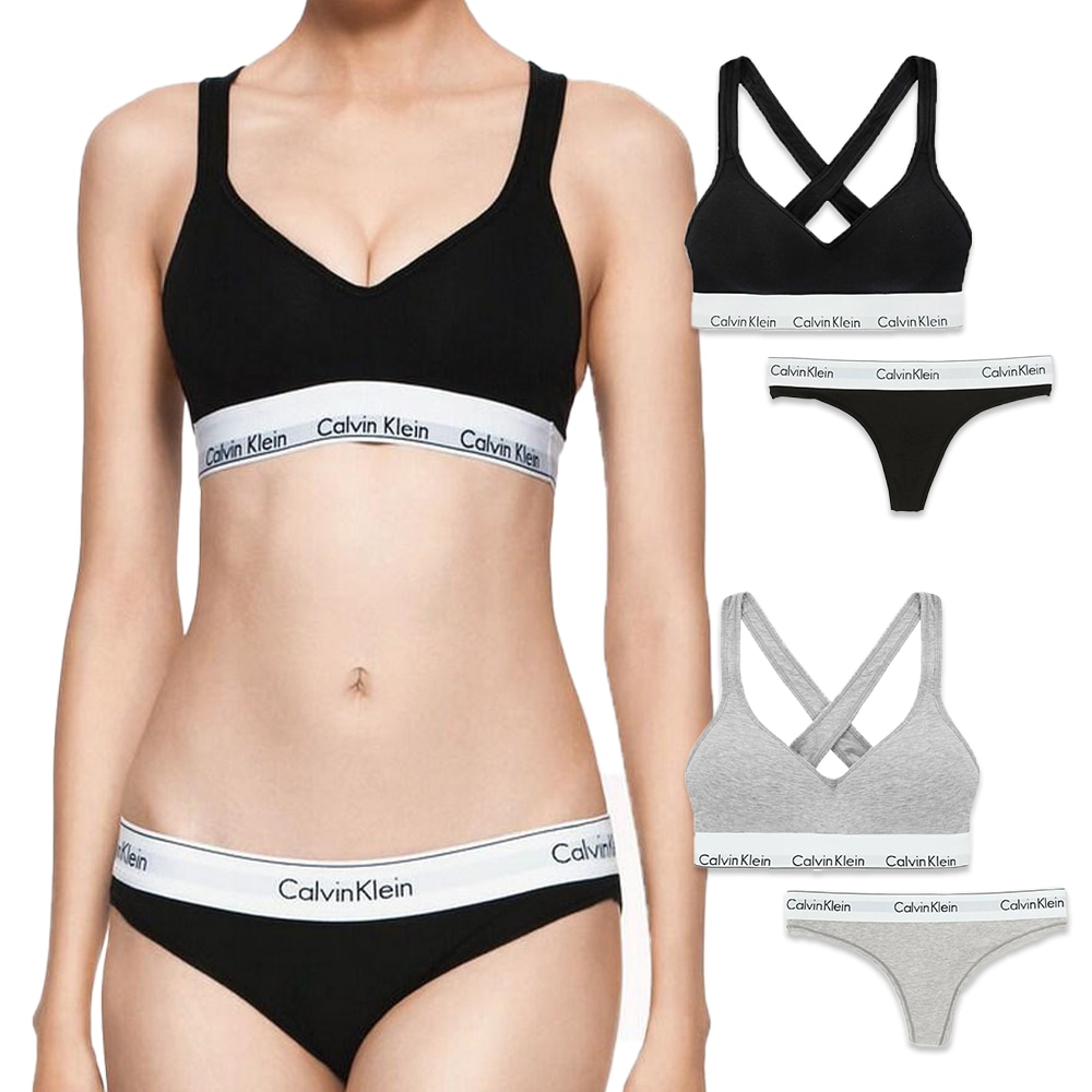 レディース 下着 ブラ&Tバック ショーツ 上下セット モダン コットン セットアップ パッド入り インナー ブラック グレー アンダーウエア 女性 パンツ