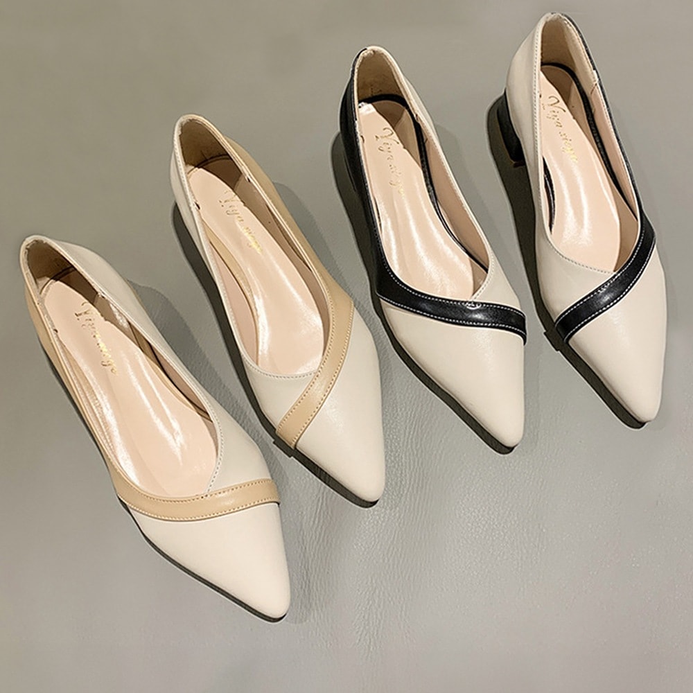 国内即納 パンプス ポインテッドトゥ 配色 韓国 99GYXC-065