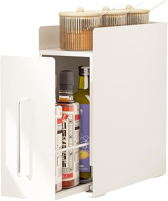 調味料ラック 隠せる 調味料ラックスリム スライド 1段 大容量 引き出し式 隙間収納 スパイスラック コンロ横 シンク上 省スペース マグネット対応 引き出し式 ホワイト ブラック