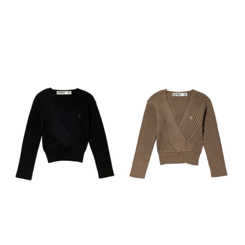 CRISS CROSS RIBBED PULLOVER コットン Vネック リブ プルオーバー (2カラー)