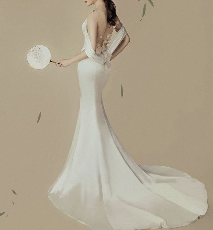 ずっと気になってた エレガント 前撮り 花嫁 二次会 マーメイド ウエディングドレス 結婚式 ロングドレス ウェディングドレス バックシャン  ロケーション撮影 スタジオ リゾート ドレス size:XXL - aegis.qa