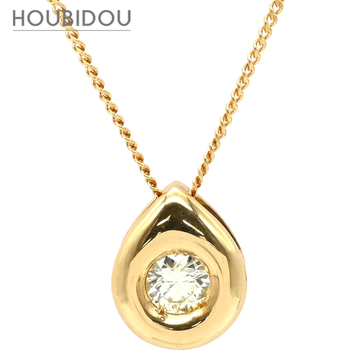 ネックレス ダイヤモンド 0.22ct ペンダント イエローゴールド 750 18K 1P 1粒 1石 ブリリアントカット デザインネックレス 【中古】