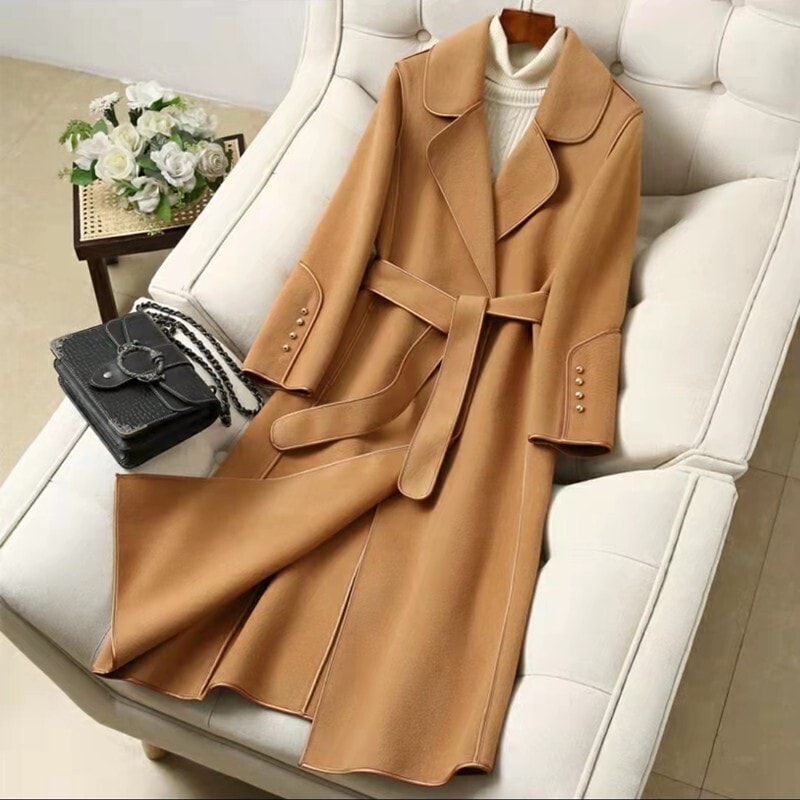 アウター コート ロングコート 長袖 襟付き 前開き ウエストベルト ポケット かわいい 大人可愛い きれいめ シンプル 上品 おしゃれ かっこいい カジュアル レトロ きちんと こなれ感 個性的