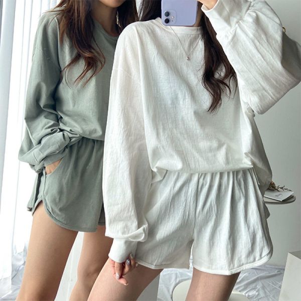 トゥギャザー オーバーフィット マンツーマンTシャツ + ショートパンツ トレーニングウェアset