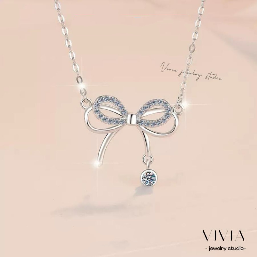 ネックレス モアサナイト レディース プラチナ 仕上げ 金属アレルギー対応 ノンアレルギー シルバー925 女性 ホワイトデー お返し 母の日 彼女 リボン ギフト