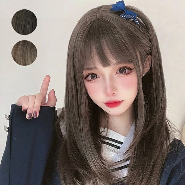ウィッグ フルウィッグ ミディアムウィッグ デイリーウィッグ ストレート フルウィッグ ブラウン ブラック ロングウィッグ レディース 前髪あり 原宿風 かつら ぱっつん前髪 茶髪 コスプレ 可愛い