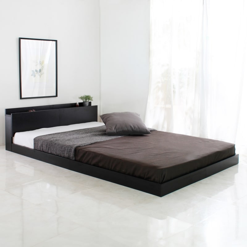 ダブル ベッド ベッドフレーム 単品 すのこベッド ローベッド フロアベッド 収納付きベッド すのこ コンセント付き USB付き 宮付き 宮棚 床生活 低め 和室にも フロアーベッド FBS