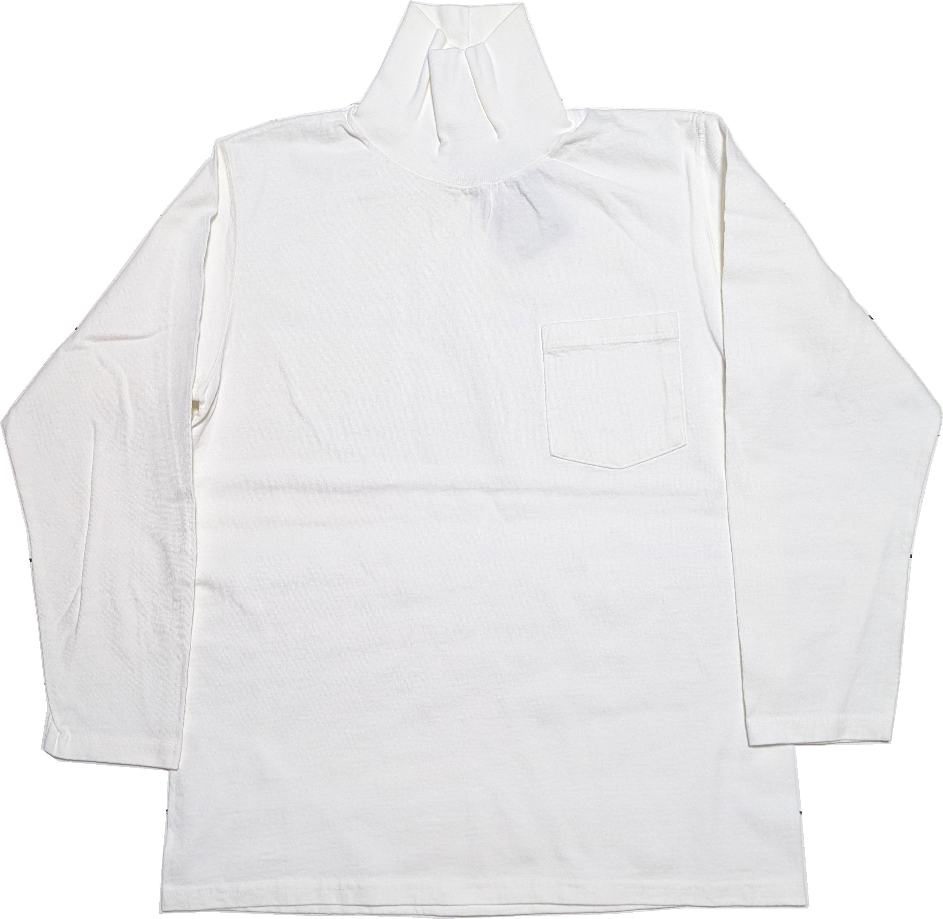 ロングスリーブ タートルネックポケットT ホワイト メンズ Tシャツ アメリカ製 L/S TURTLE NECK POCKET TEE 015