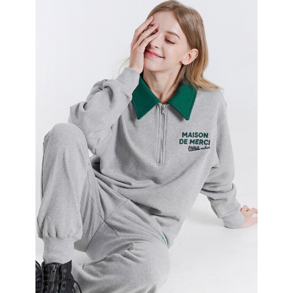 ファビュラスアーカイブユニセックスレギュラーフィットメゾンチェーンエンブロイダリーハーフジップアップメラングレー (FCB3TS322M) 5,423円