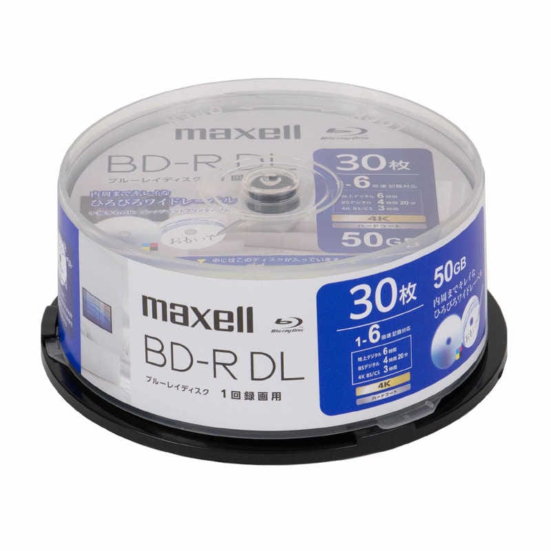 マクセル　録画用ブルーレイディスク BD-RDL 30枚入り maxell ［30枚 / 50GB / インクジェットプリンター対応］　BRV50WPH.30SP 7,762円