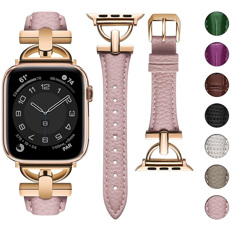 Wutwuk apple watch バンド 女性 人気 コンパチブル アップルウォッチ バンド レザー かわいい レディース オシャレ 女性用トップグレイン革 ベルトiWatch SE SE2 S